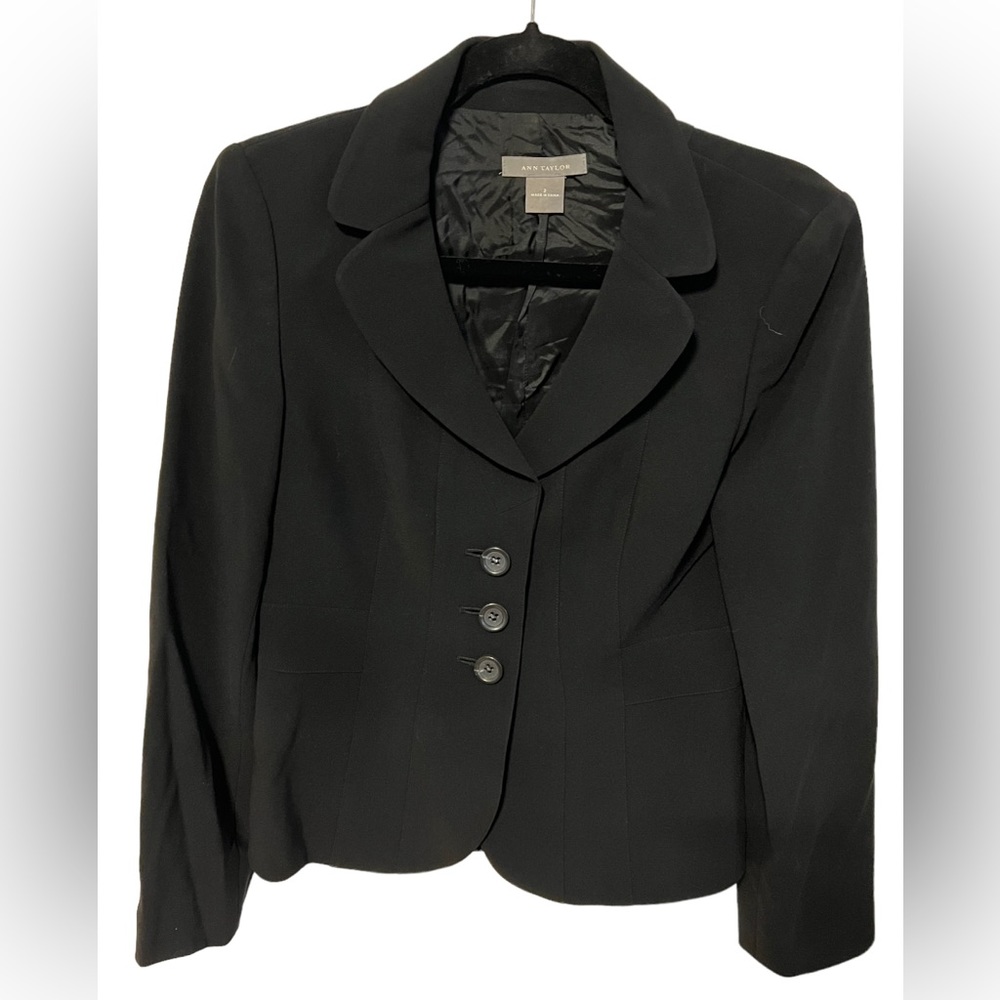 Ann Taylor Dark Academia Button Blazer Black Size 2.